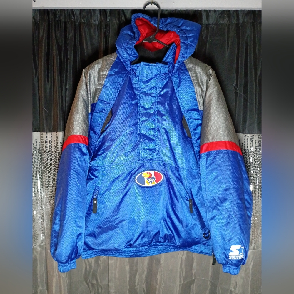 Vintage 90's Kansas Jayhawks Starter Jacket With Hood